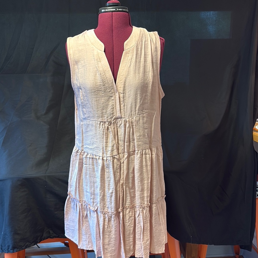 Sleeveless Pale Pink Boutique Boho-Cottage Core Tiered Dress